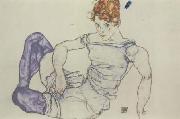 Egon Schiele Seated Woman in Violet Stockings (mk12) oil on canvas